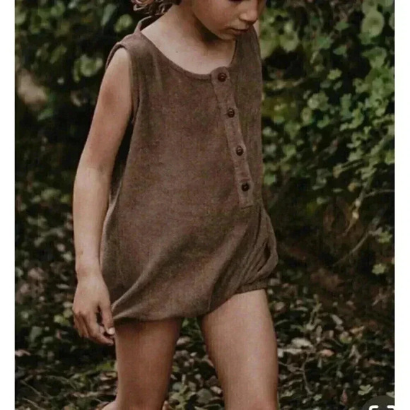 NWT The Simple Folk The Journey Romper Organic Terry cloth In Ecru 8/9y - Picture 10 of 11